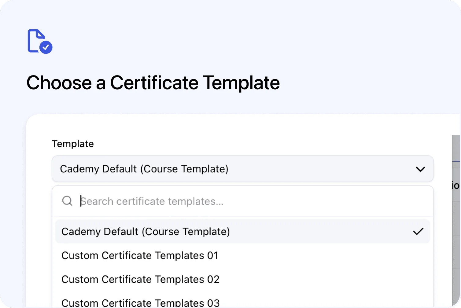 📄 Select a Certificate Template Before Issuing Certificates