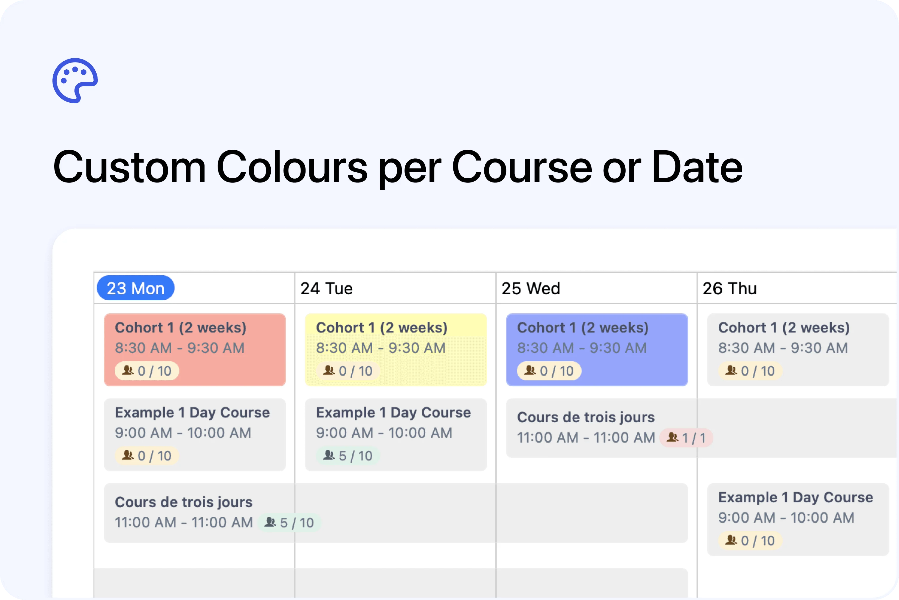 🎨 Course & Date Colour Settings