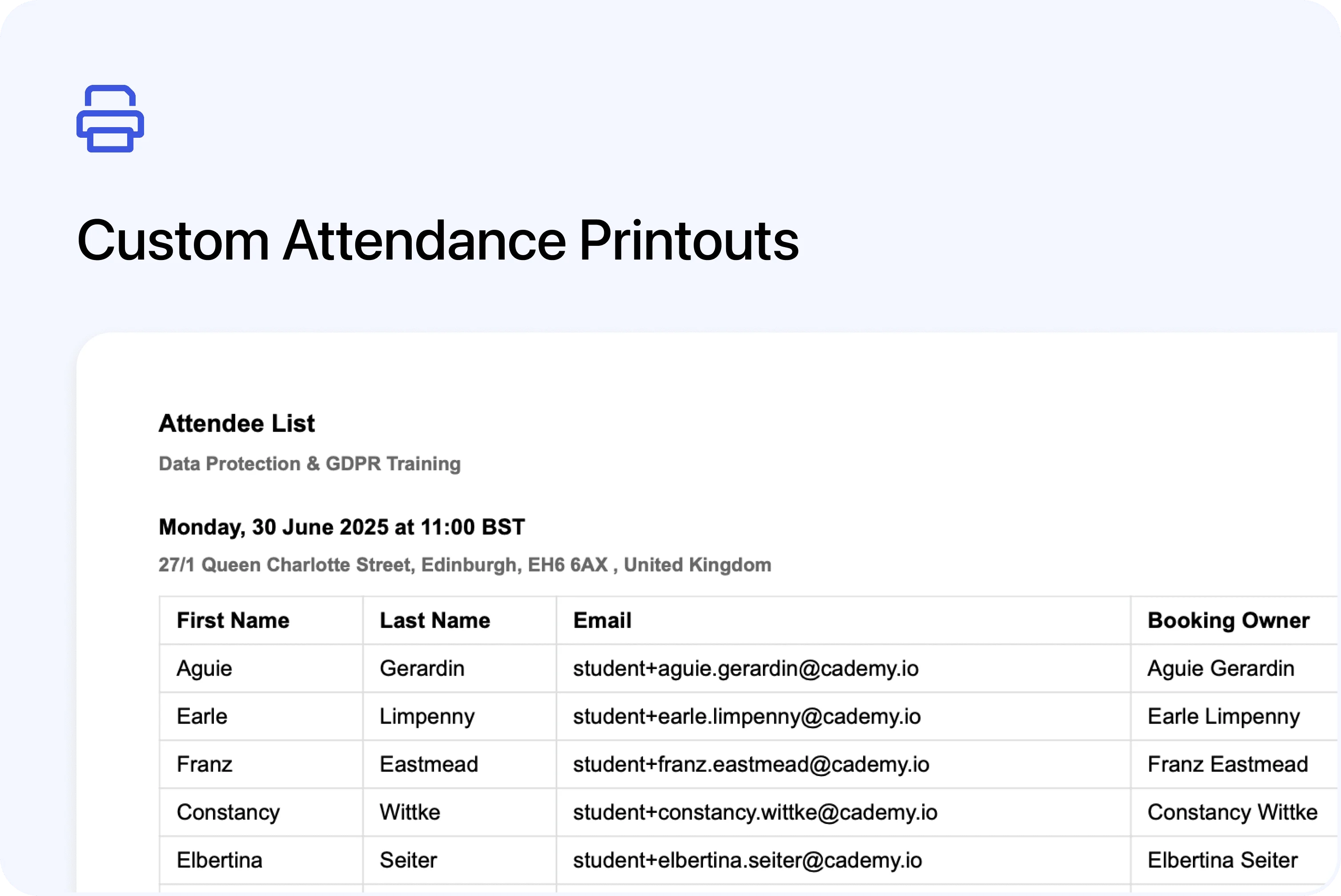 🖨️ Custom Attendance Printouts with Selectable Fields