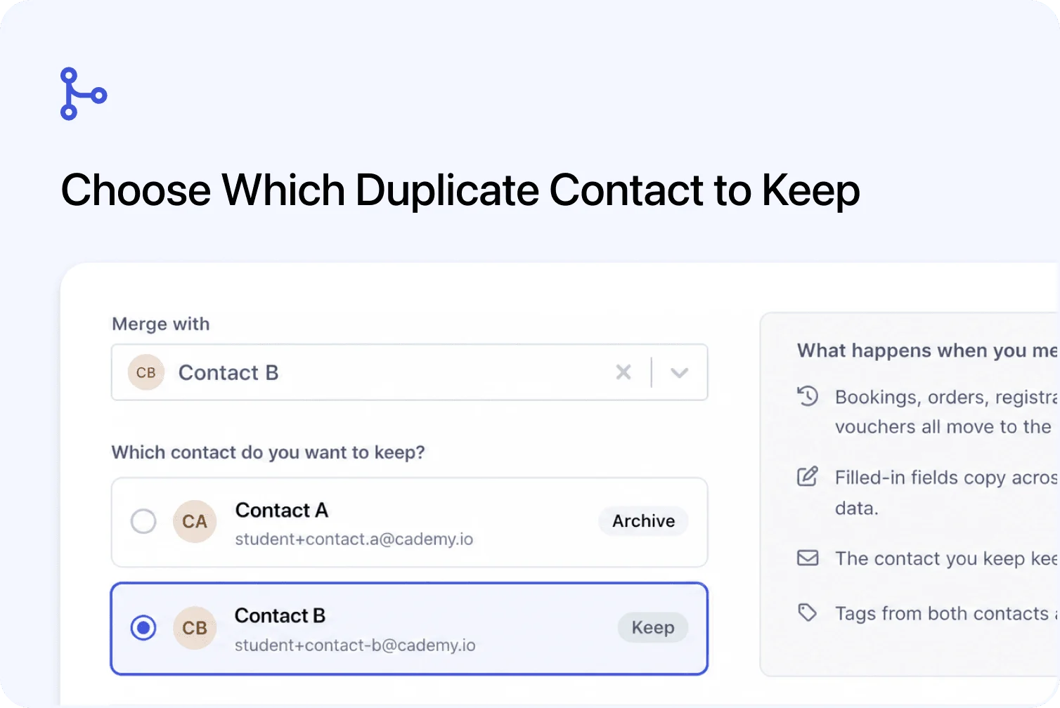 🔀 Choose Which Contact to Keep When Merging Duplicates