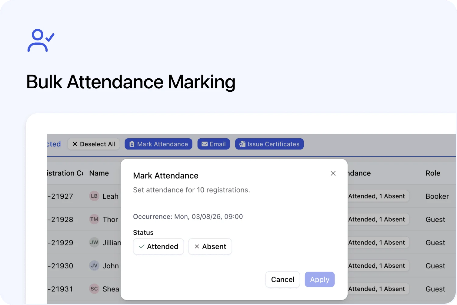 ✅ Mark Attendance in Bulk