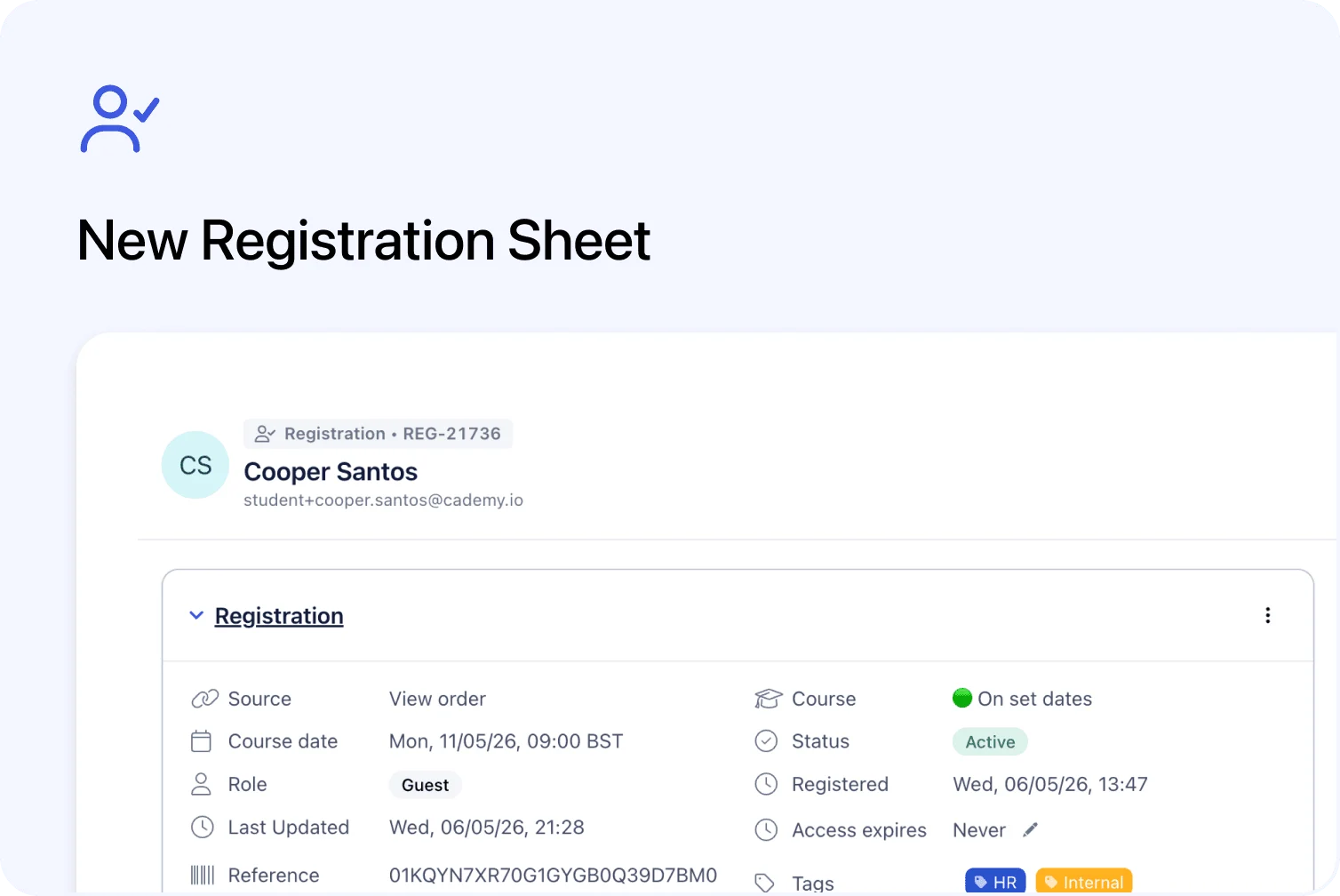 🧑‍🎓 New Registration Sheet
