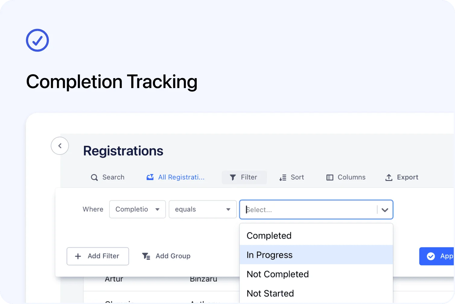 ✅ Track Course Completion for Every Registration