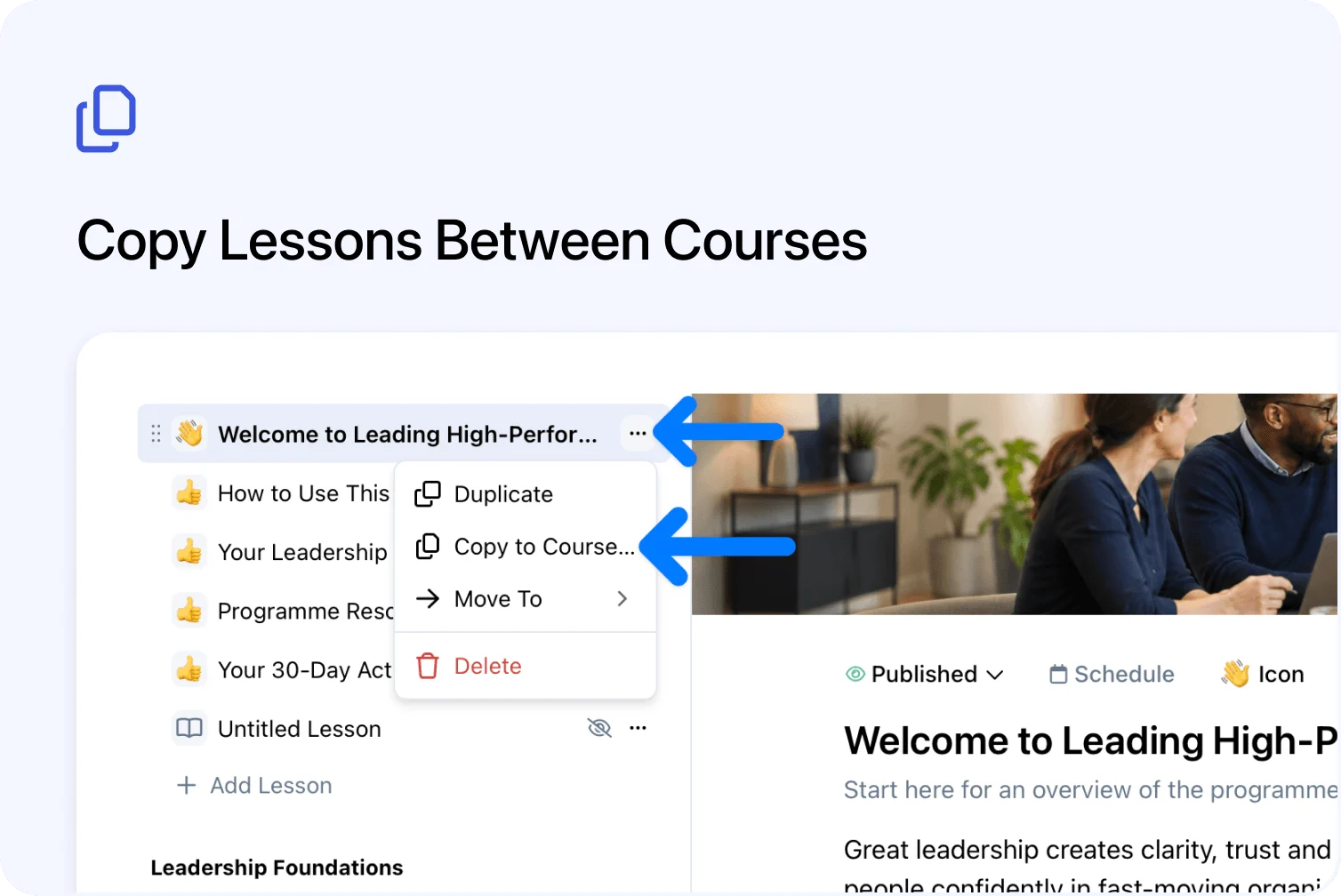 📋 Copy Lessons Between Courses