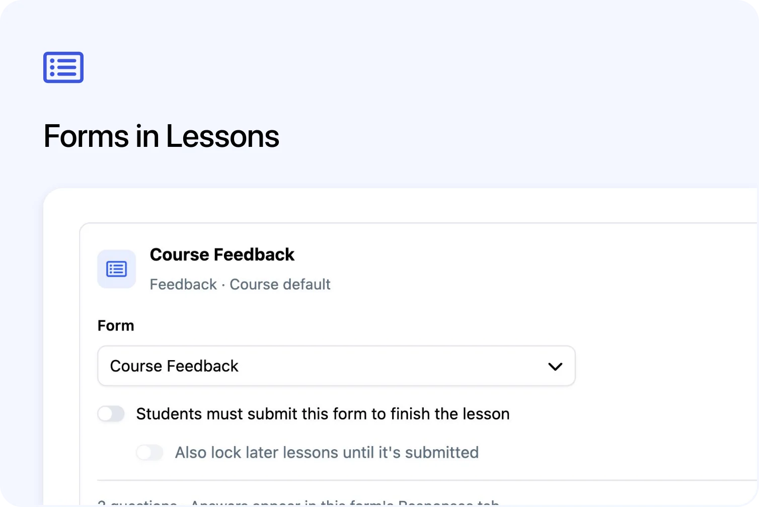 Forms in Lessons — a Course Feedback form inside a Cademy lesson