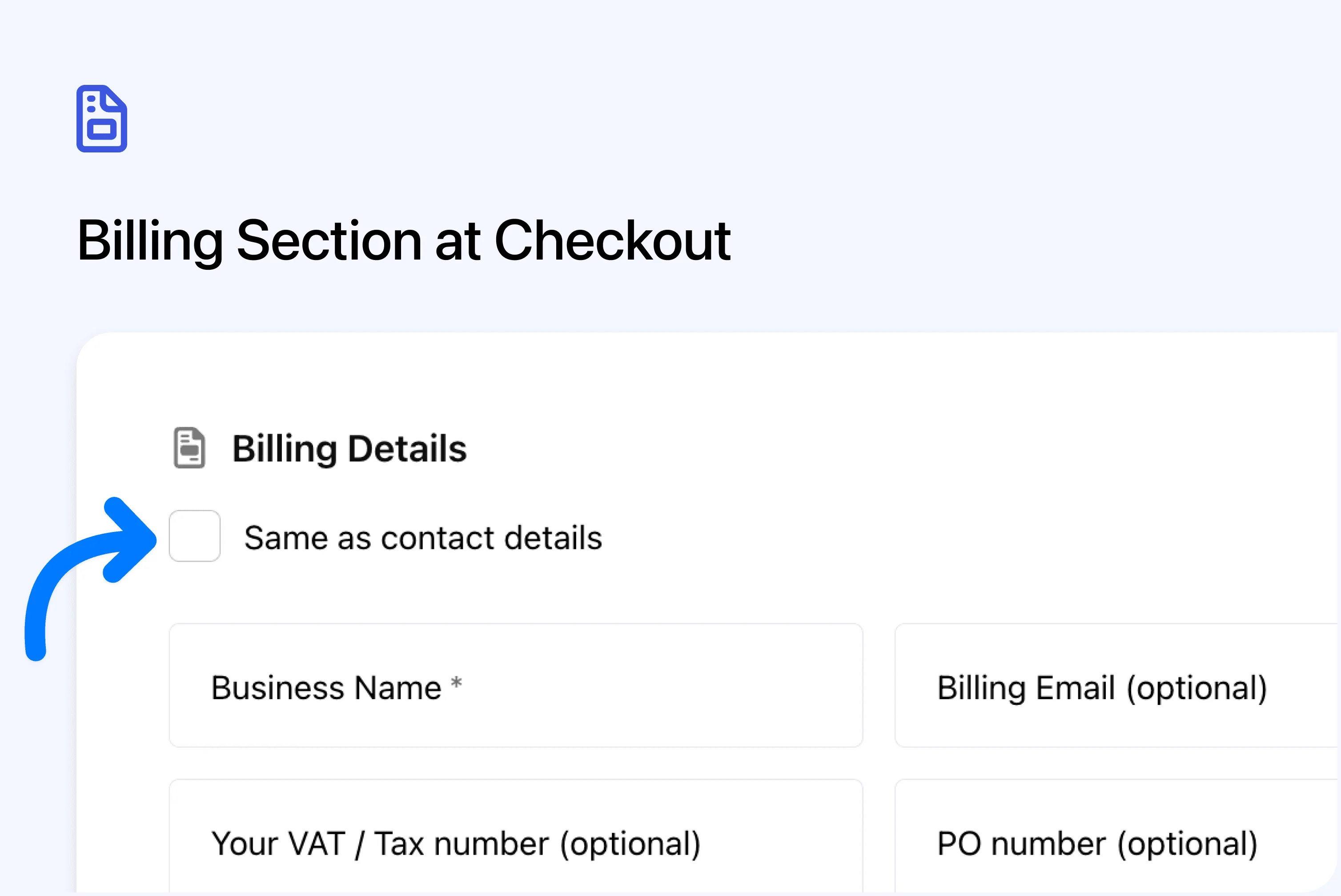 🧾 Billing Section at Checkout