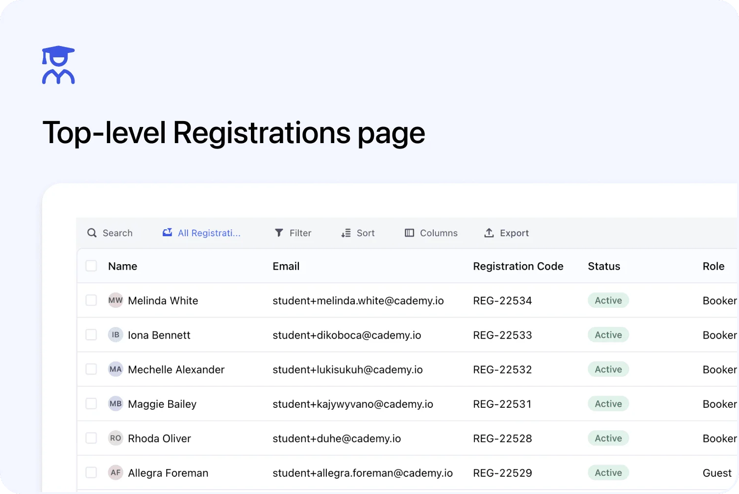 🧑‍🎓 New top-level Registrations page
