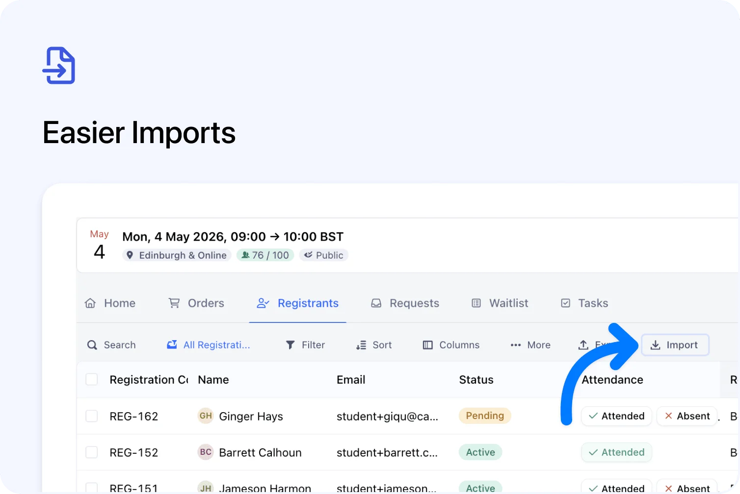 📥 Easier Order & Registration Imports