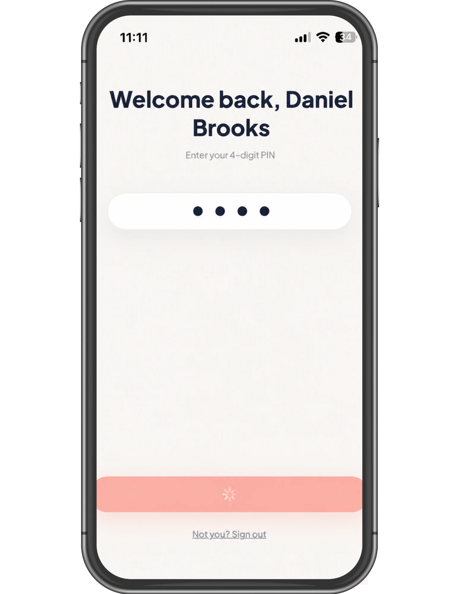 Secure OnKey Team App PIN access screen