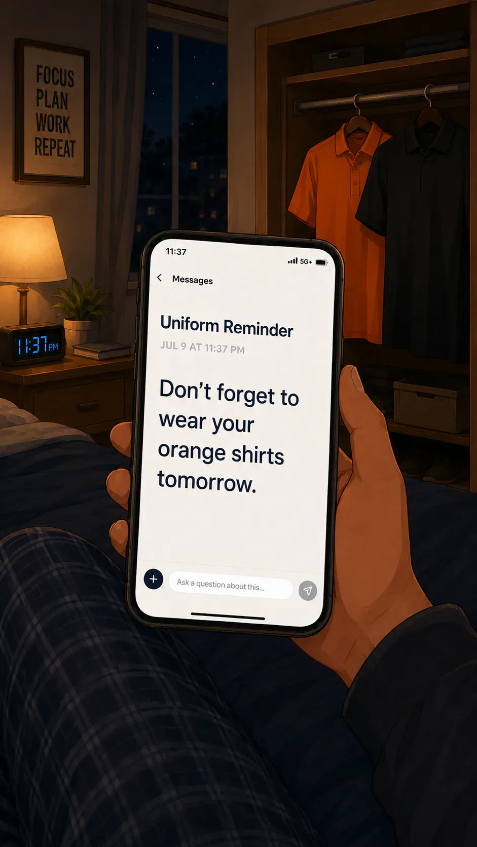 Worker viewing an OnKey uniform reminder on their phone