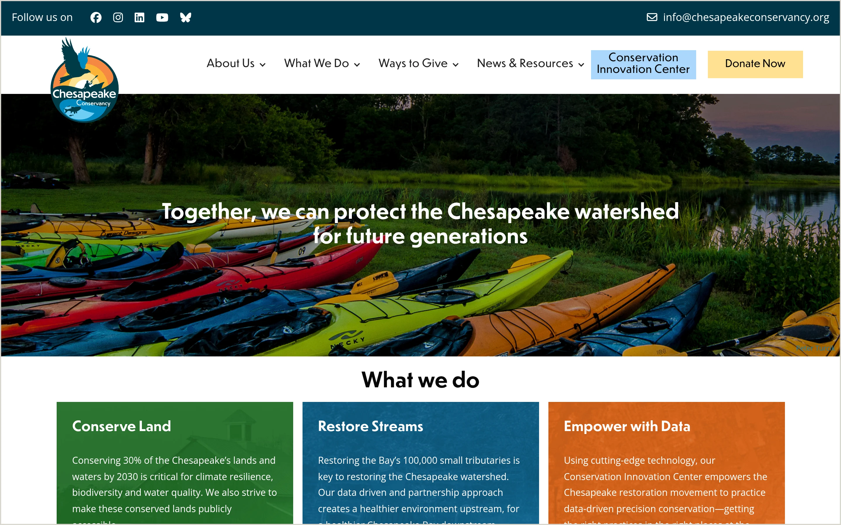 Chesapeake Conservancy homepage today