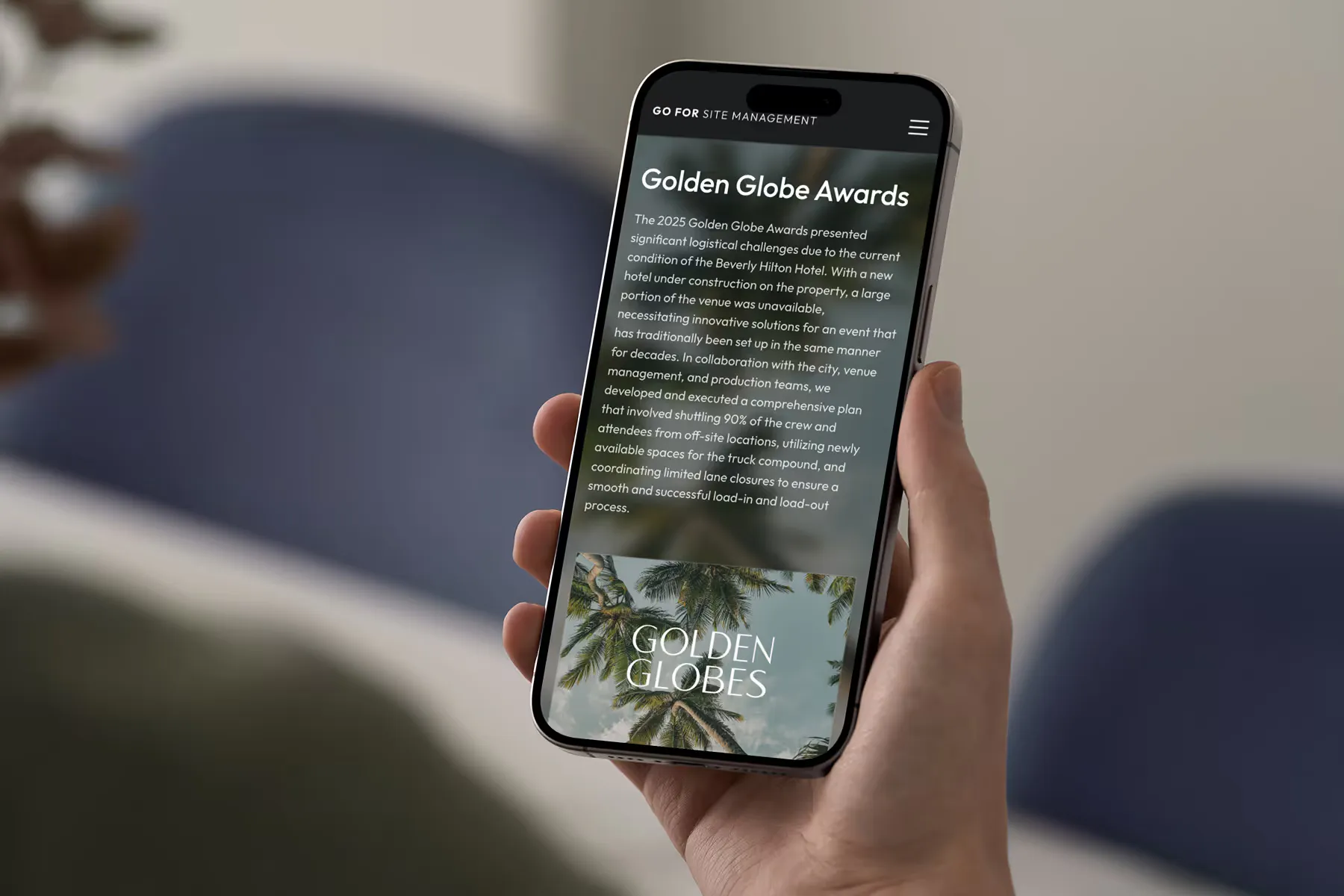 Go For Site Management website shown on a device