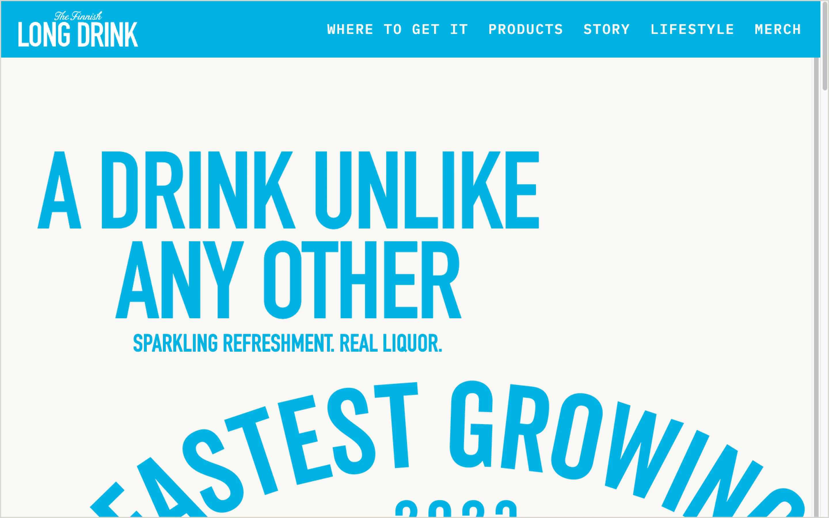 Long Drink homepage before the redesign