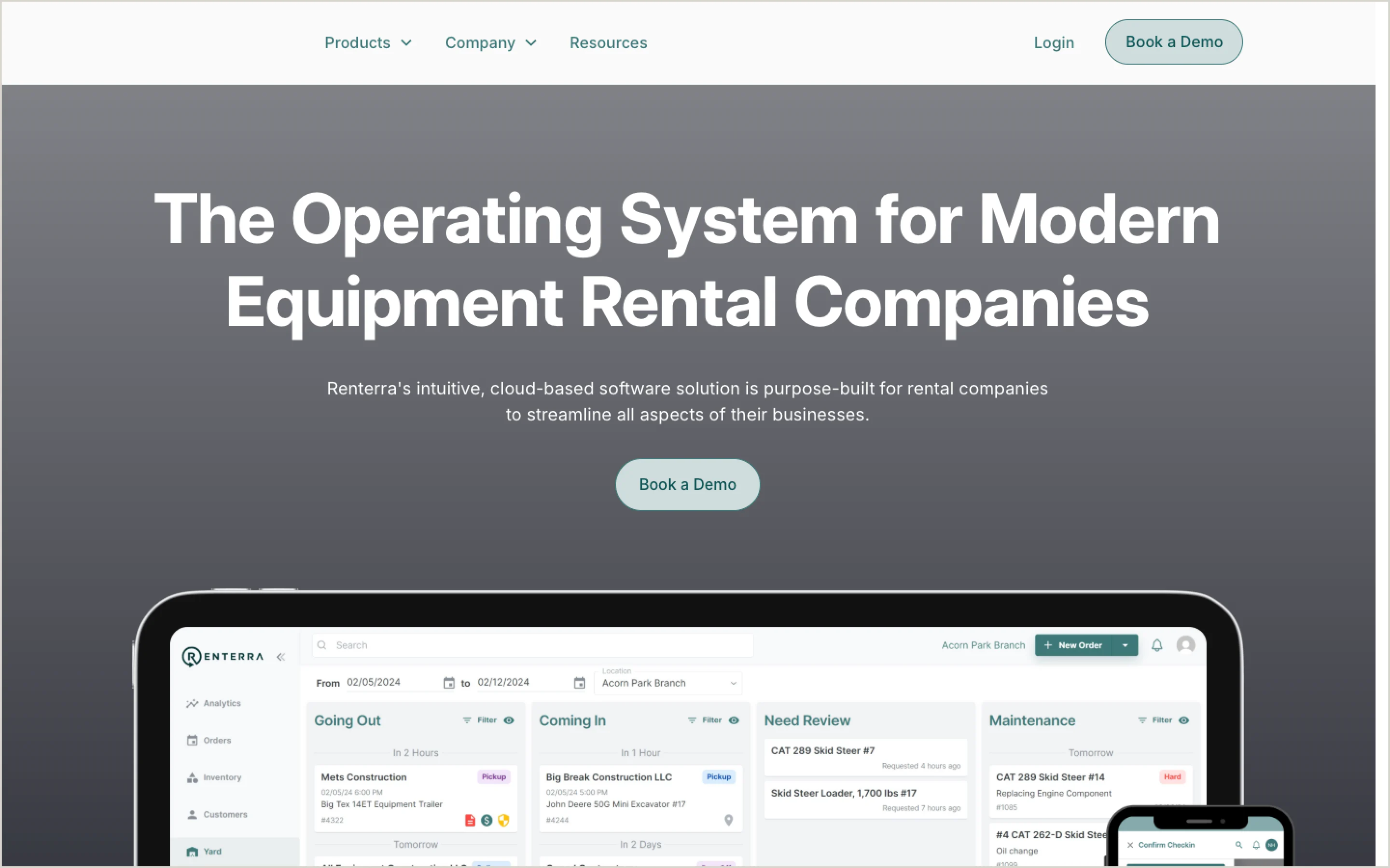 Renterra homepage before the redesign