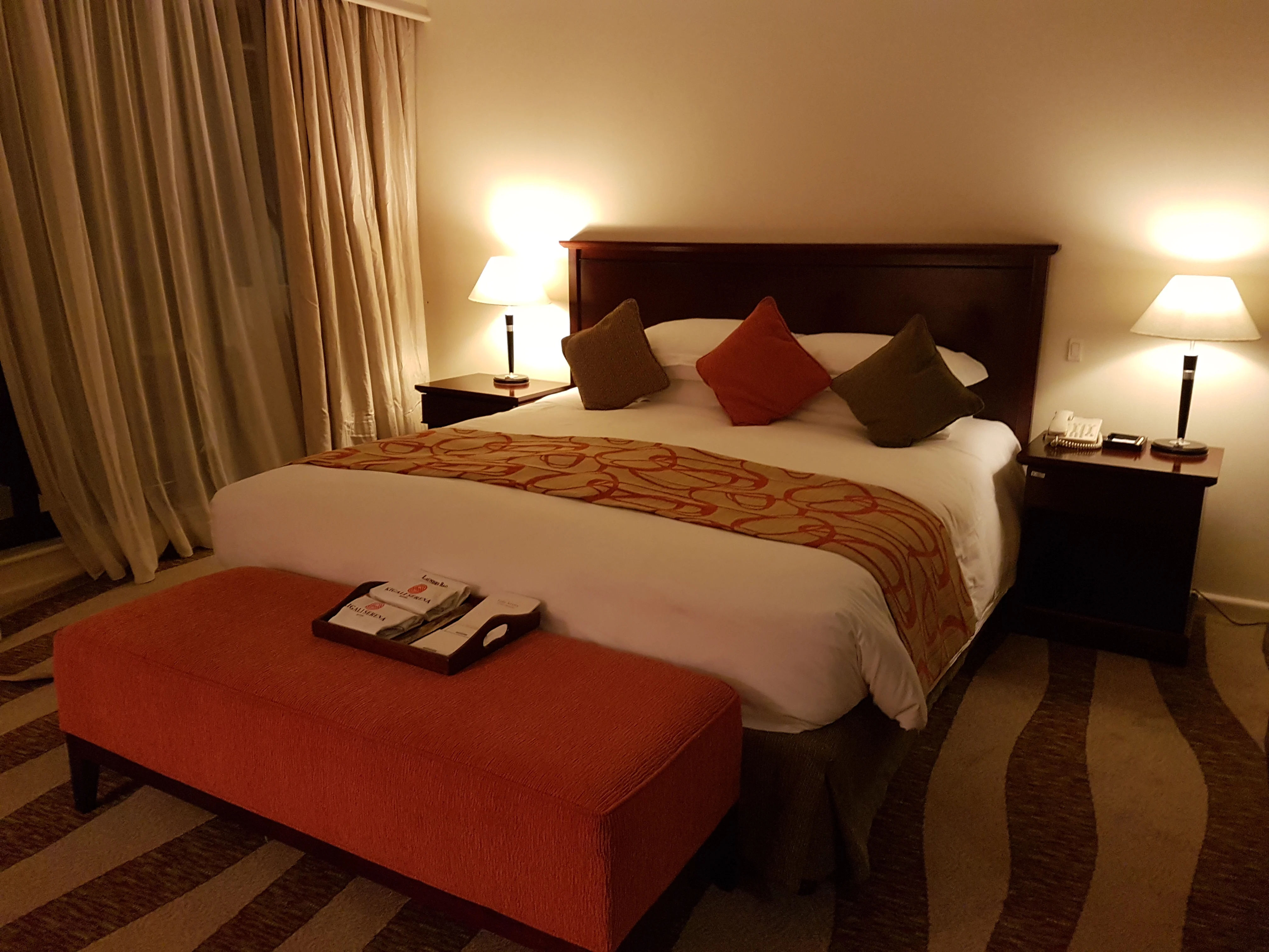 A spacious guest bedroom at Kigali Serena Hotel