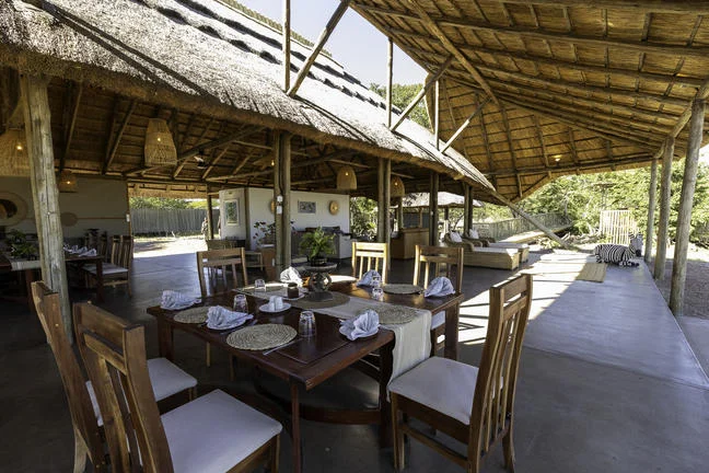 Camp Hwange main area overlooking the waterhole