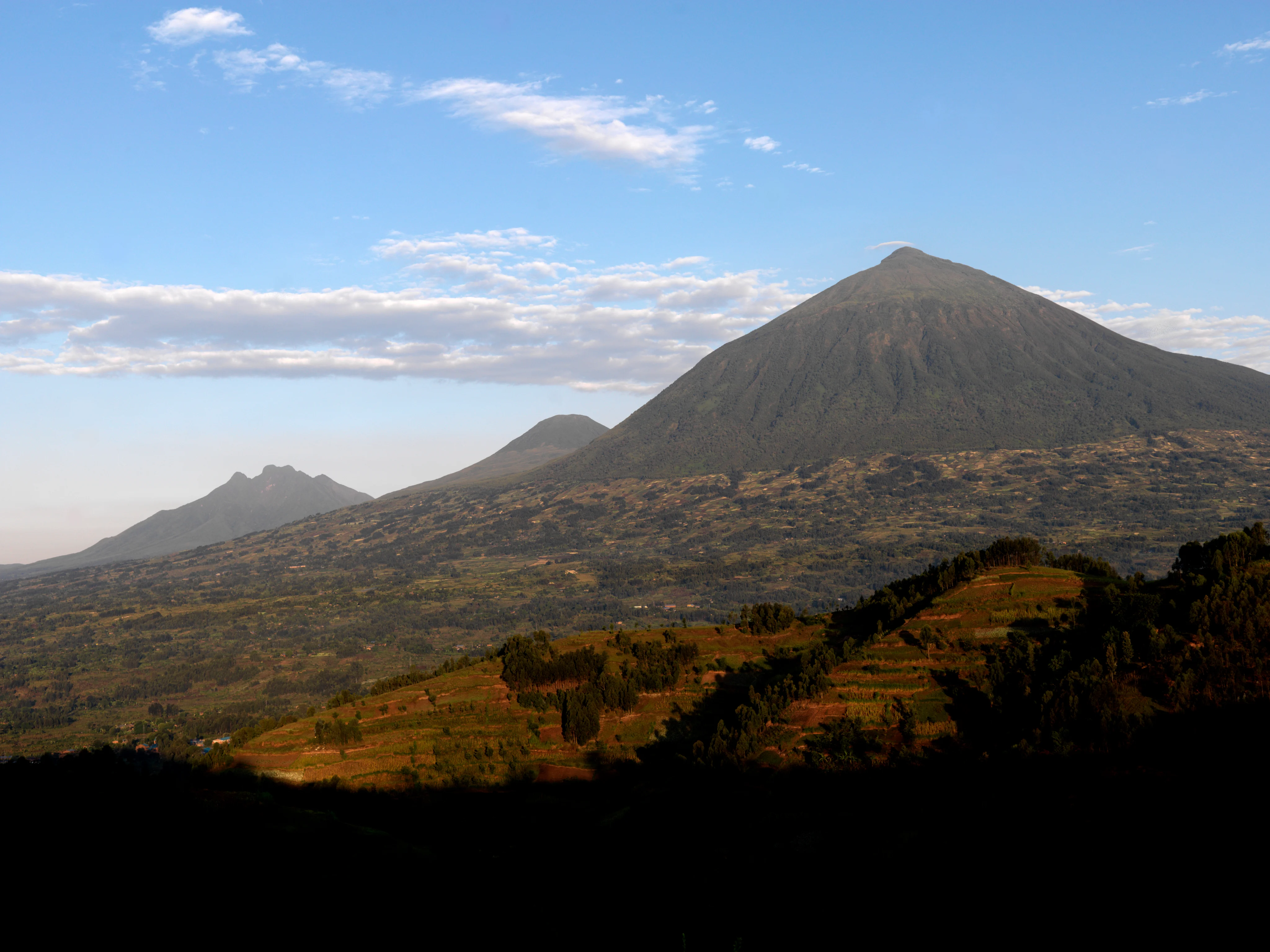 The Virunga Mountains in northern Rwanda