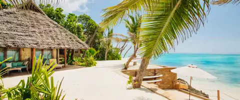 White sand beach and turquoise sea in Zanzibar