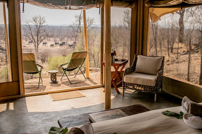 Camp Chitubu guest room overlooking the wilderness