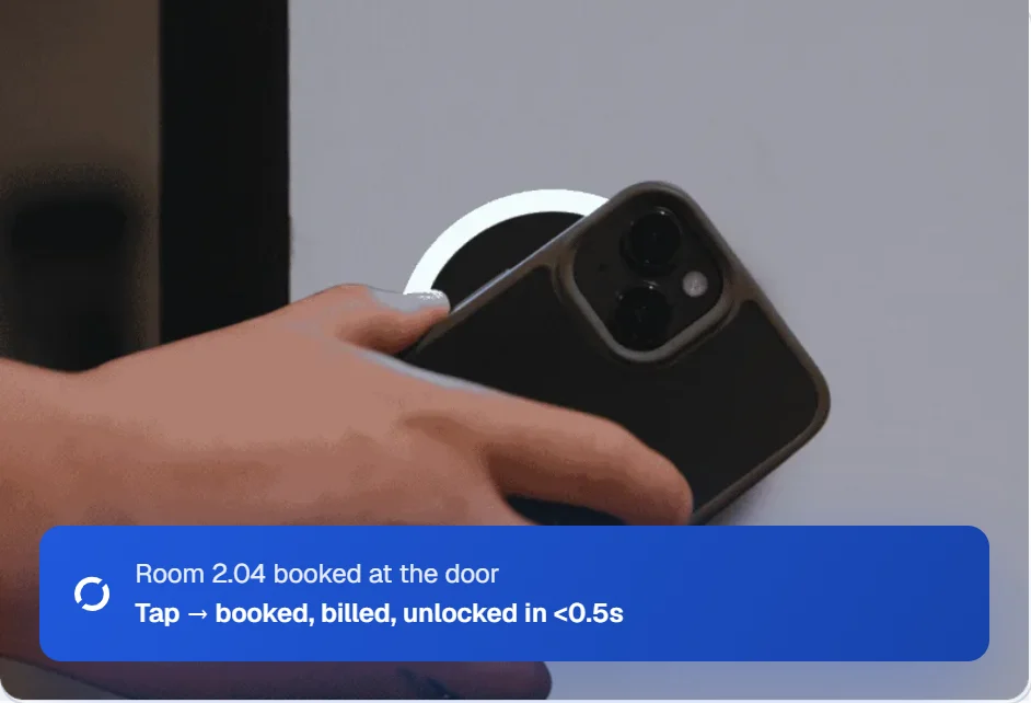A room booked, billed and unlocked at the door with elumo