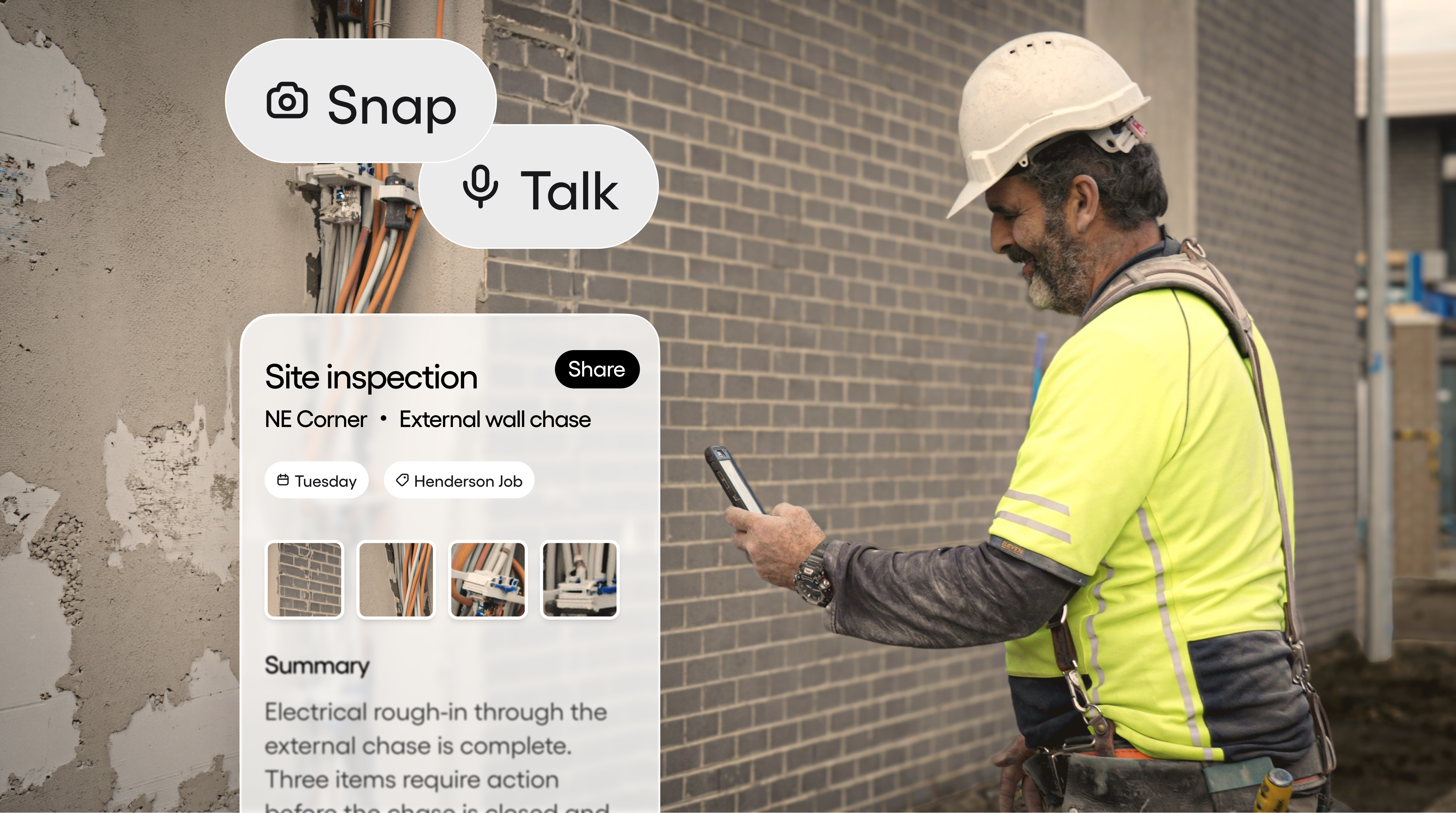Foreman filming a wall during a site walk-through