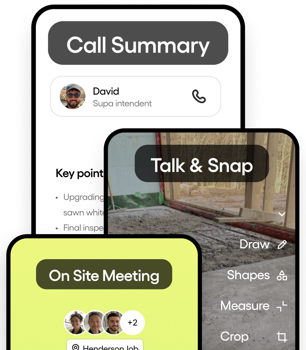 supasite app turning calls, meetings, voice notes and site walks into written-up records