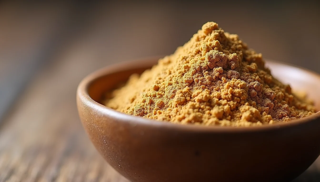 Close-up view of cricket protein powder in a bowl