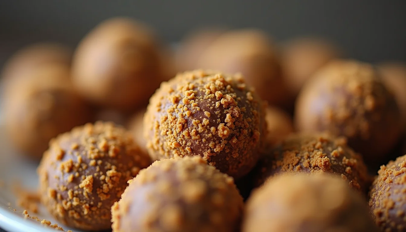 High angle view of a variety of energy balls made with cricket protein powder