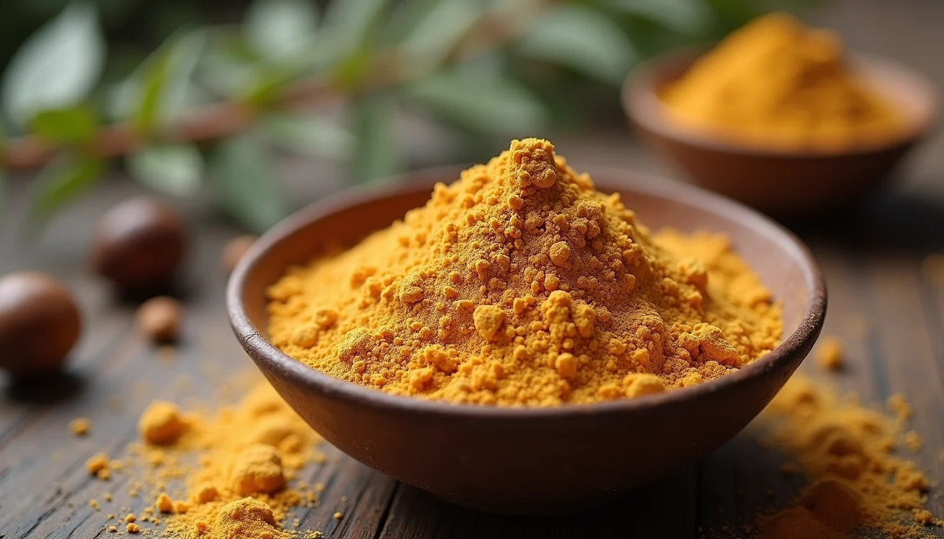 Close-up view of insect protein powder in a bowl