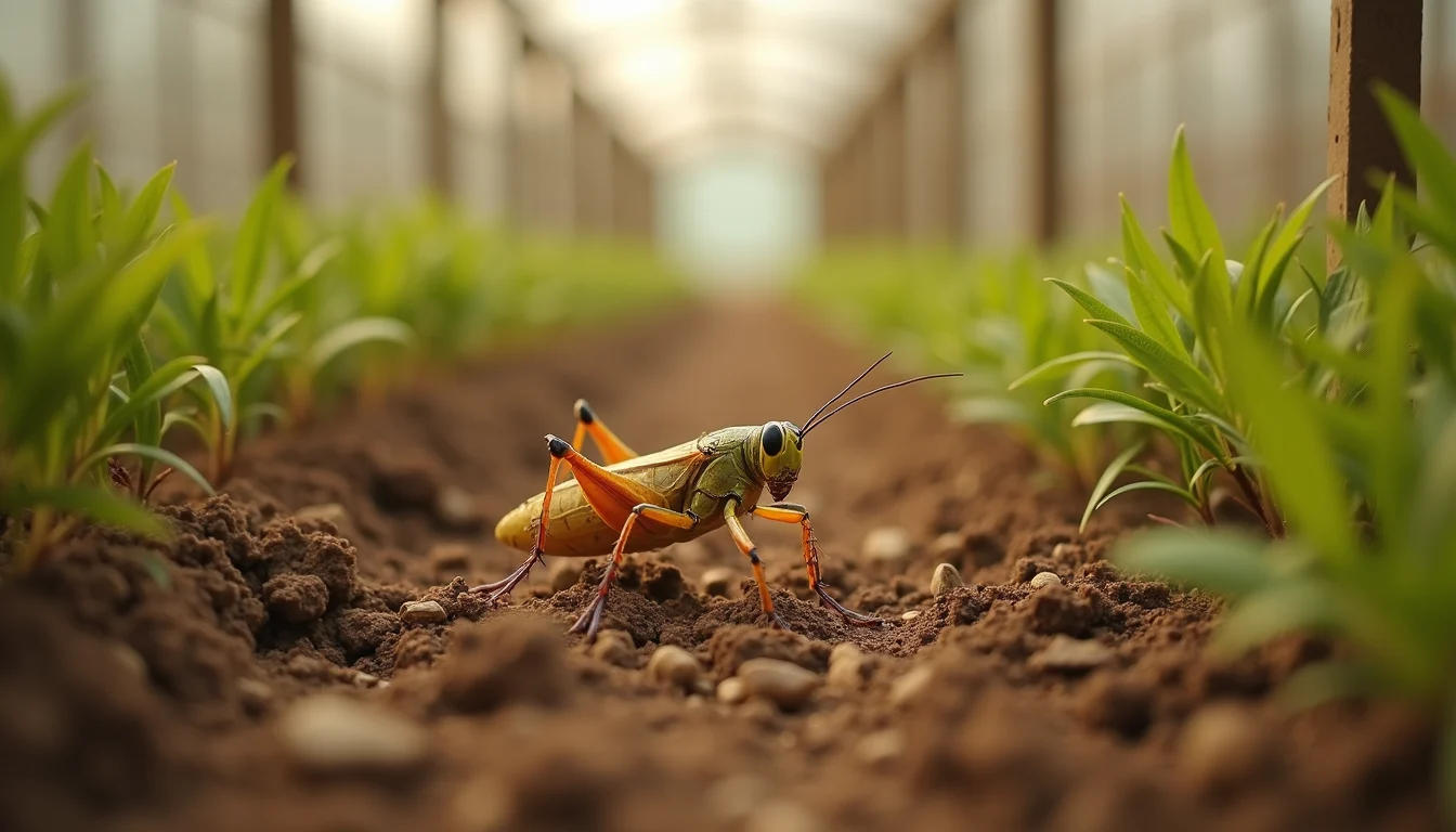 Eye-level view of a cricket farming setup