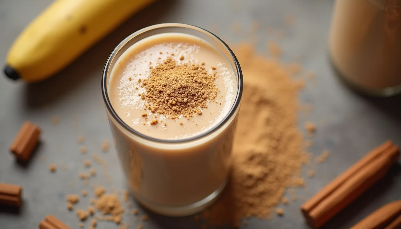High angle view of a protein shake made with cricket protein