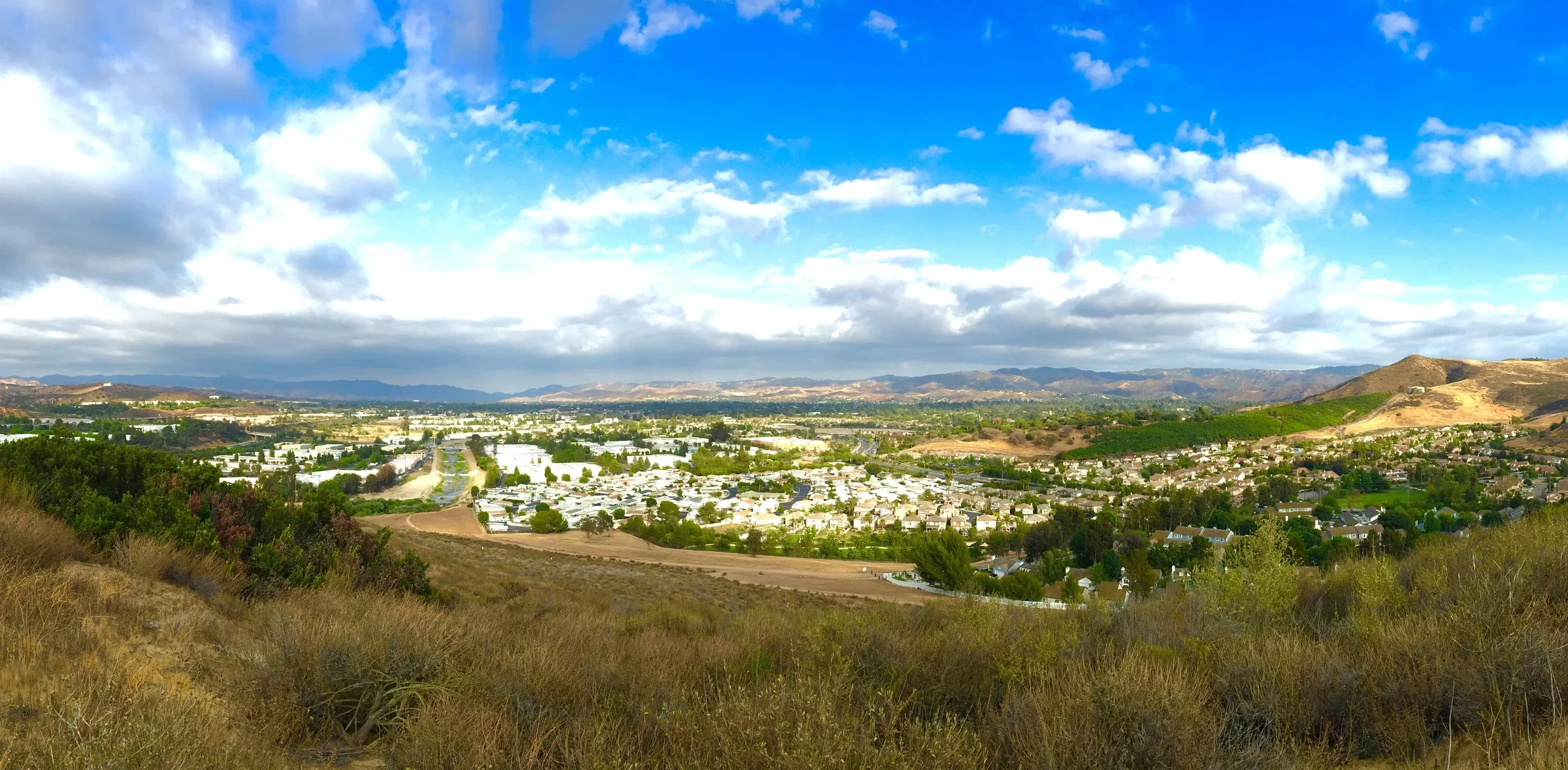 Simi Valley residential neighborhoods and surrounding hills seen from Tierra Rejada Park