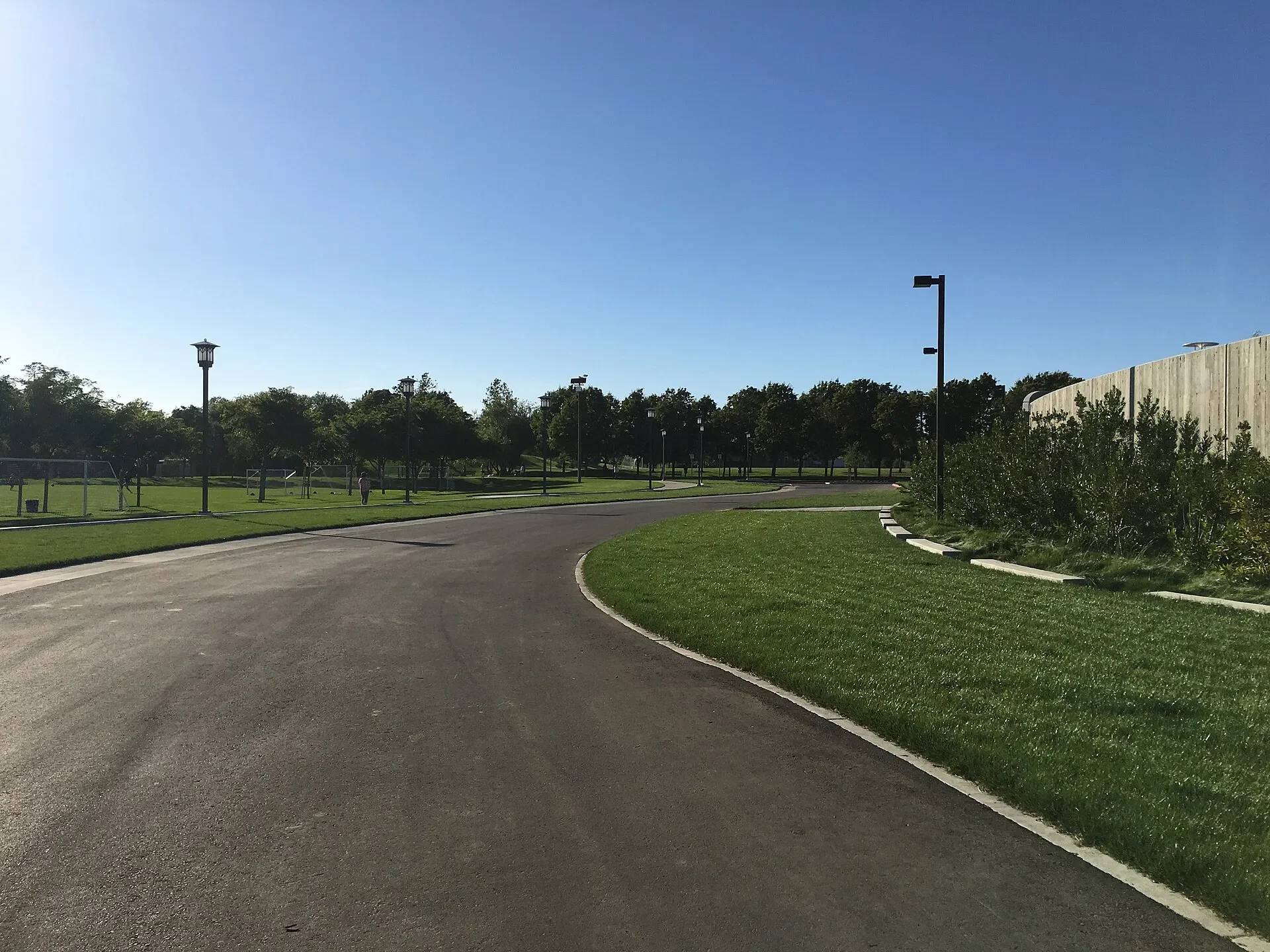 Lawn and trees at Emerald Glen Park in Dublin, California