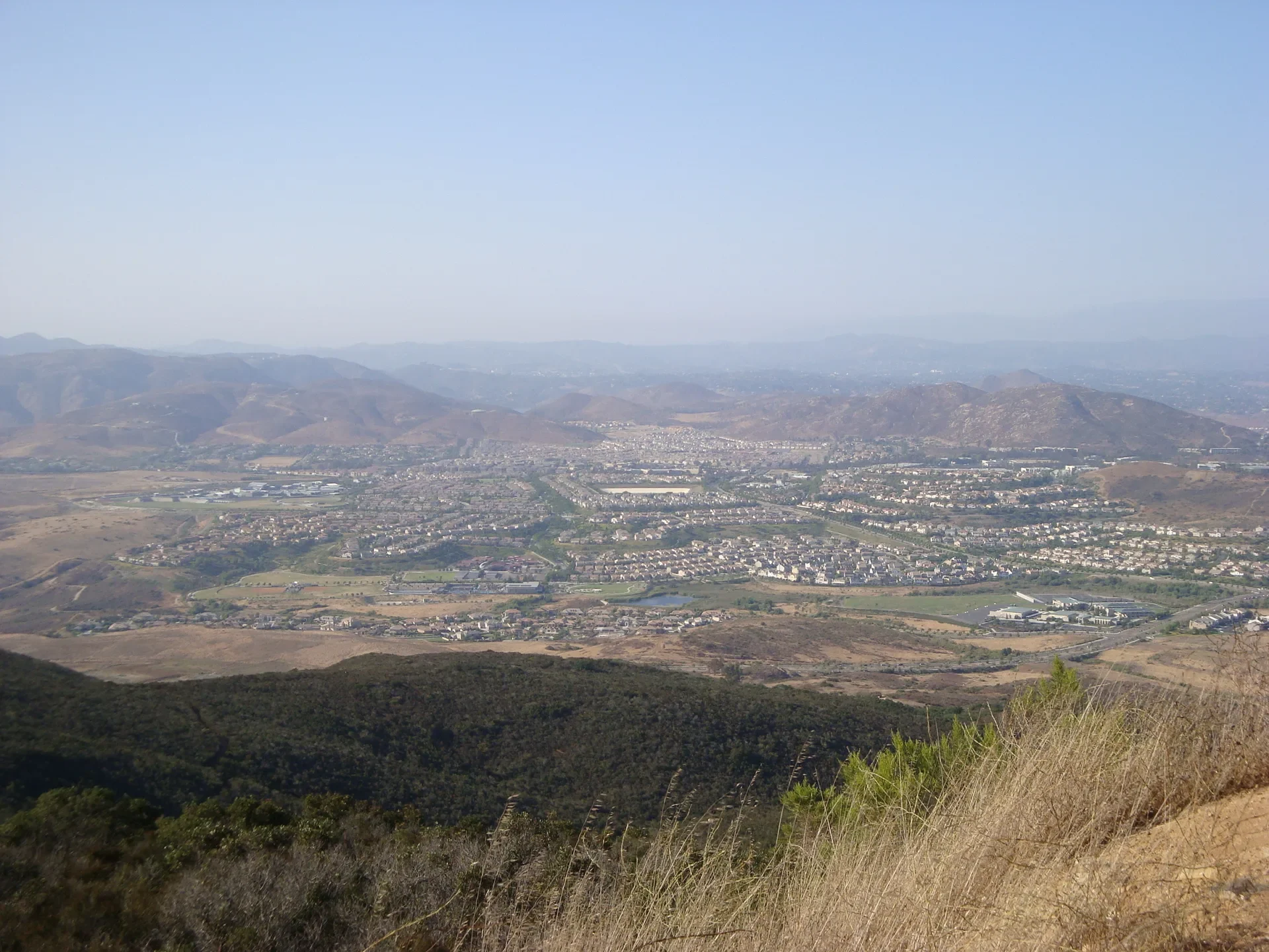 View of 4S Ranch homes and hills from Black Mountain in San Diego