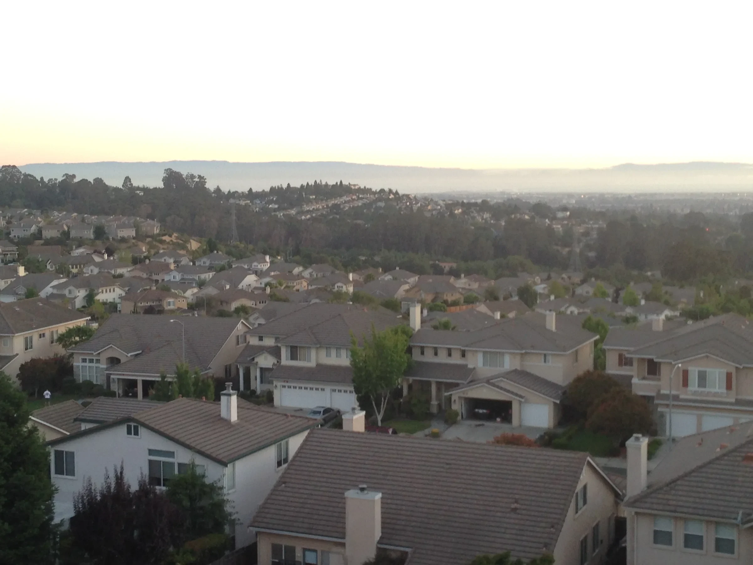 Rooftops of hillside homes in the Five Canyons neighborhood of Castro Valley
