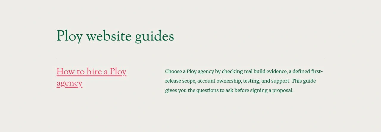 Published Ploy hiring guide in Kings Landing's CMS-backed Blog listing