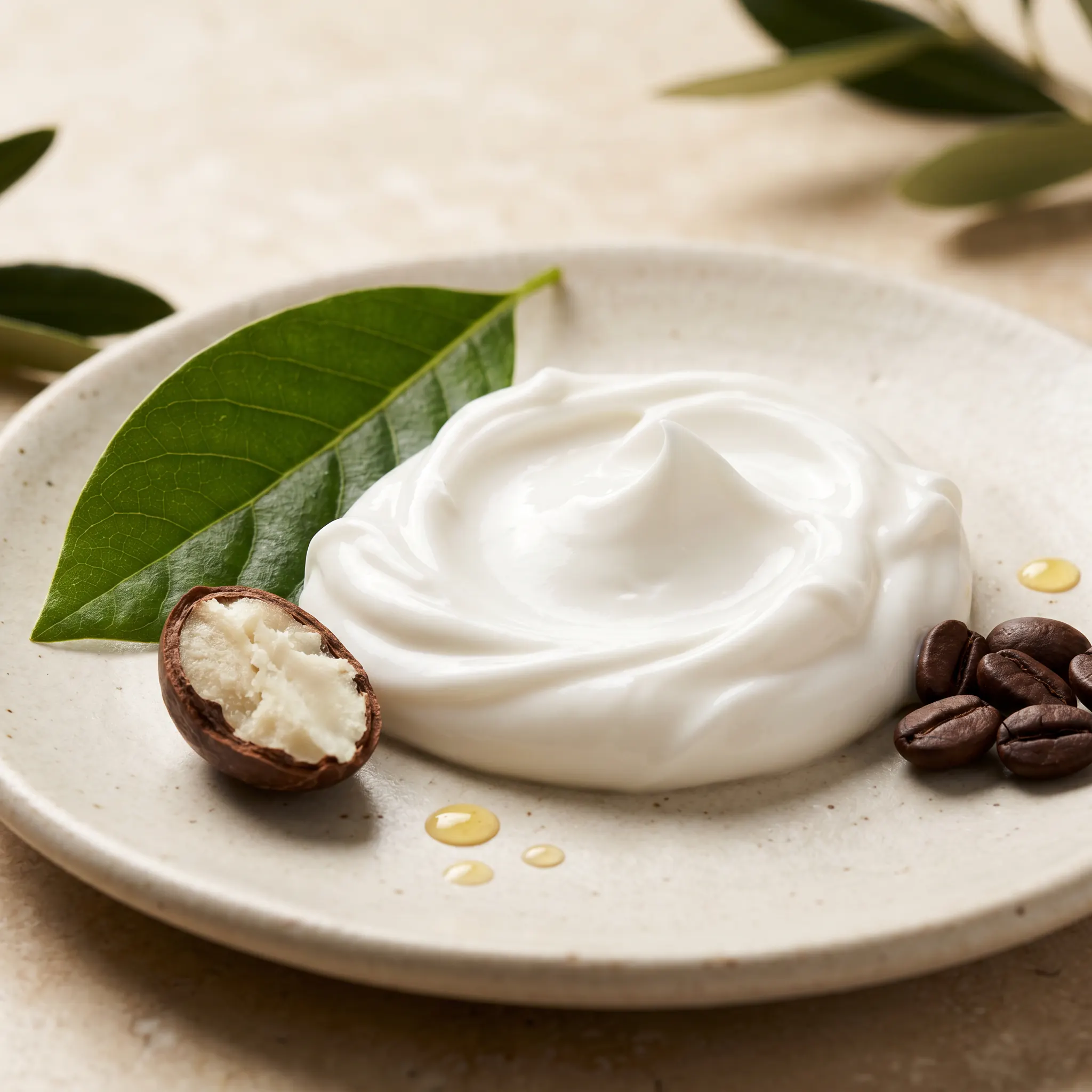 Cream texture with botanical ingredients