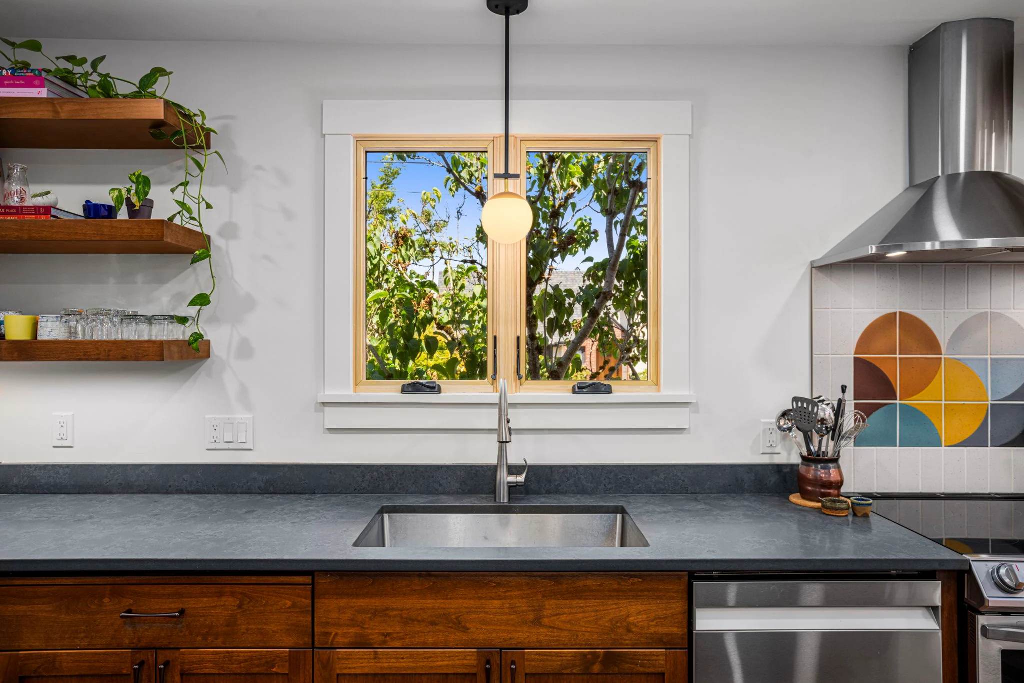 Beaumont-Wilshire Renovation kitchen, part of a deep energy retrofit in Northeast Portland