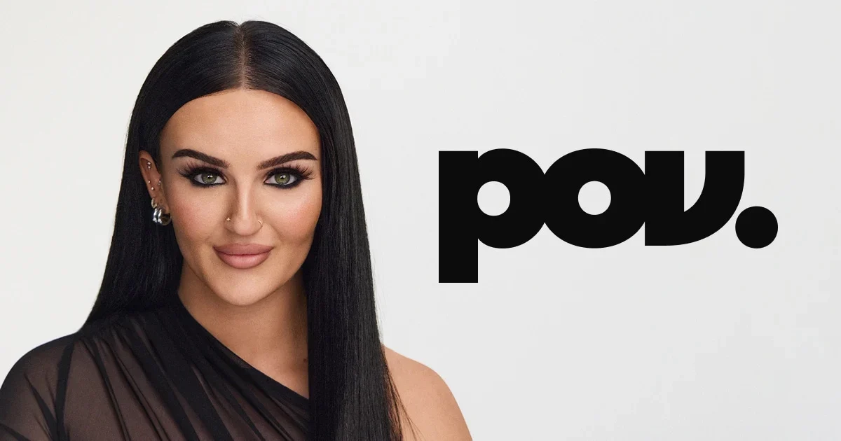 Mikayla Nogueira beside the POV Beauty logo
