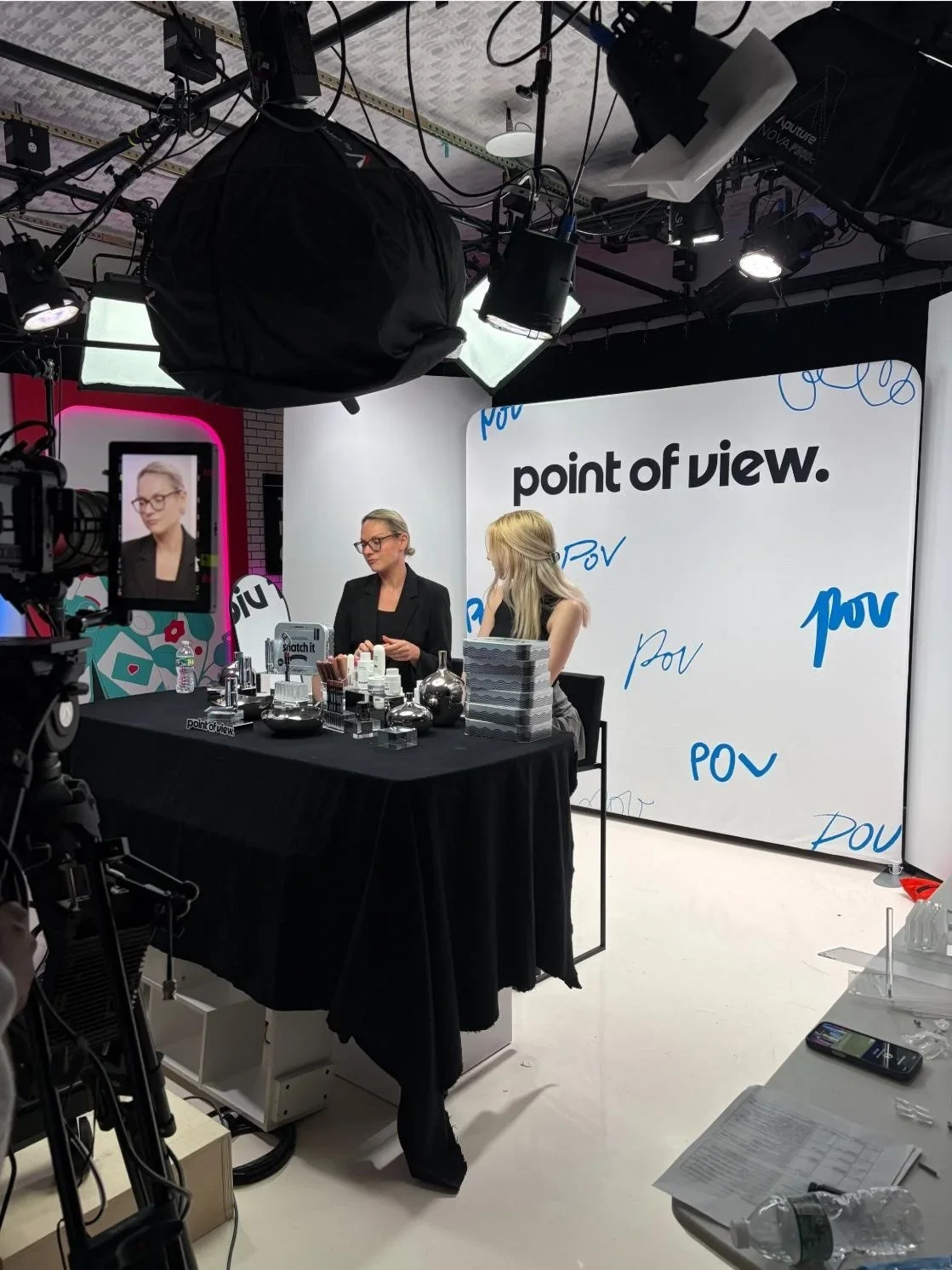 A POV Beauty TikTok LIVE in progress in the studio