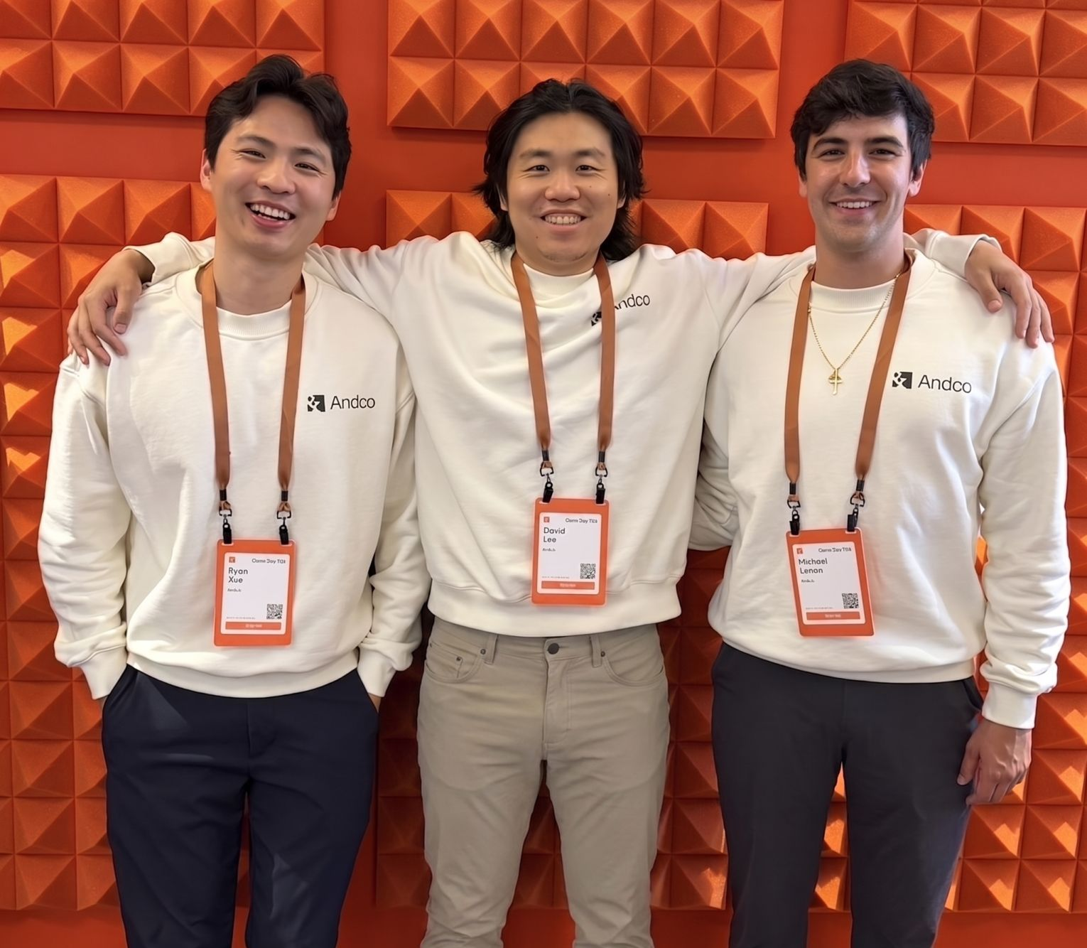 Andco founders Ryan Xue, David Lee, and Michael Lemm together at an event