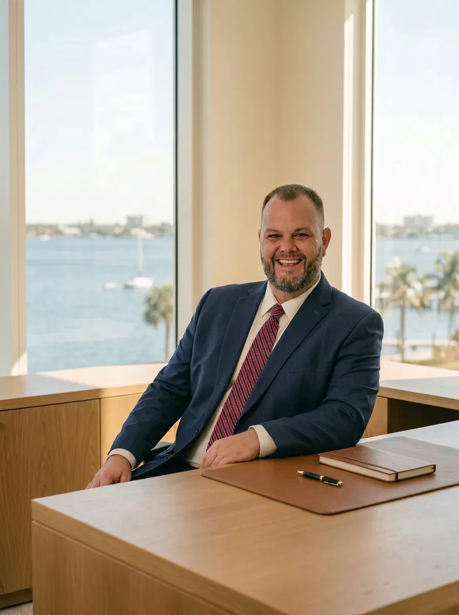 Jon Eberst in a waterfront office in Stuart, Florida