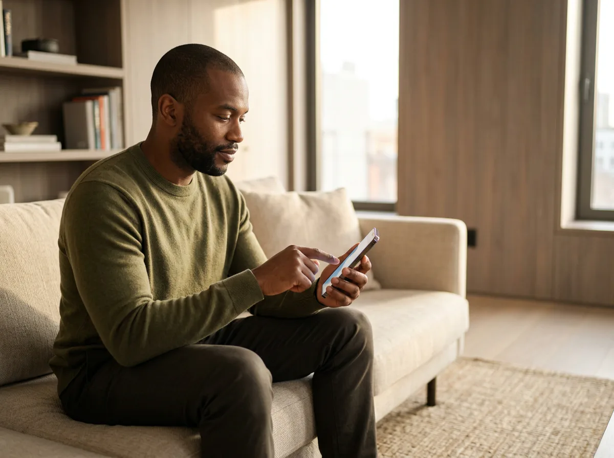 Client reviewing and signing an onboarding packet on his phone