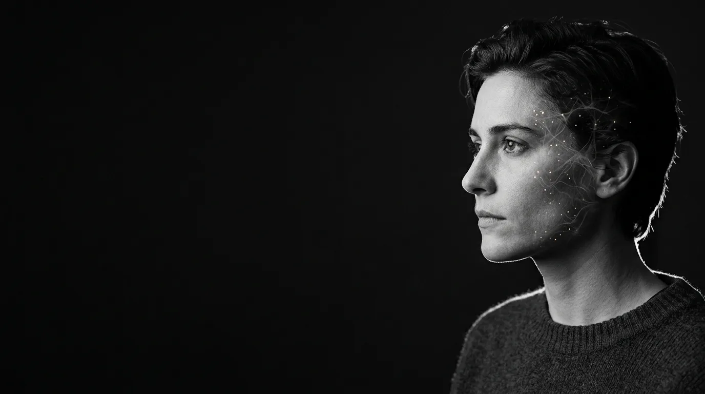 A thoughtful human profile with subtle neural connections