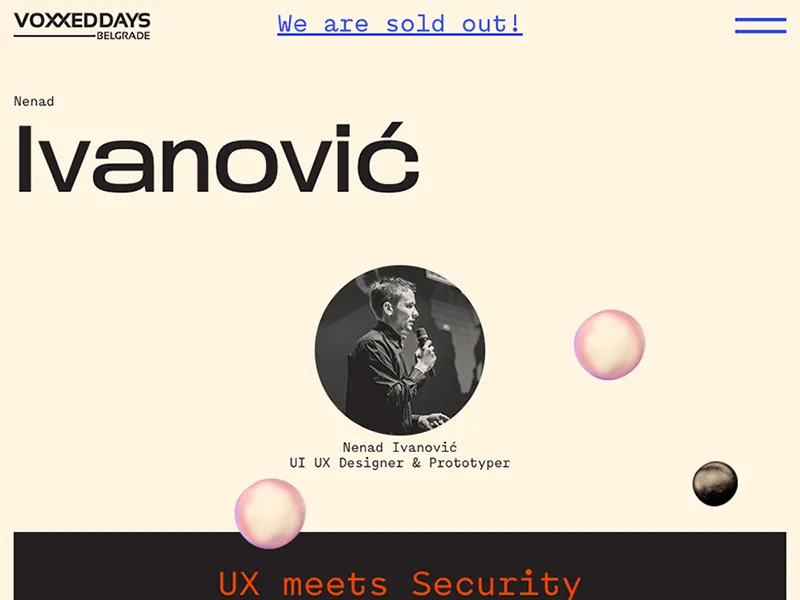 Voxxed Days Belgrade speaker landing page for Nenad Ivanovic with a circular headshot
