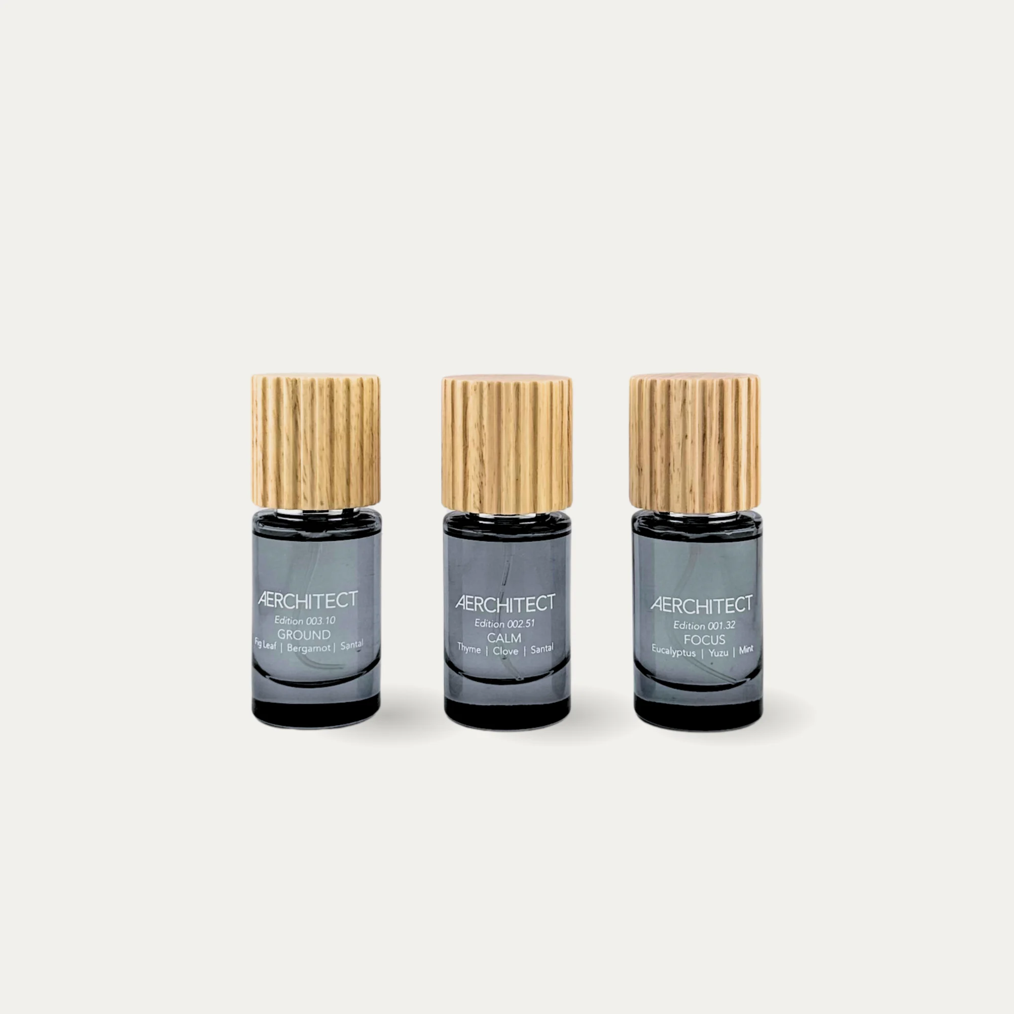 Aerchitect Mood Toolkit set of CALM, FOCUS, and GROUND fragrance mists