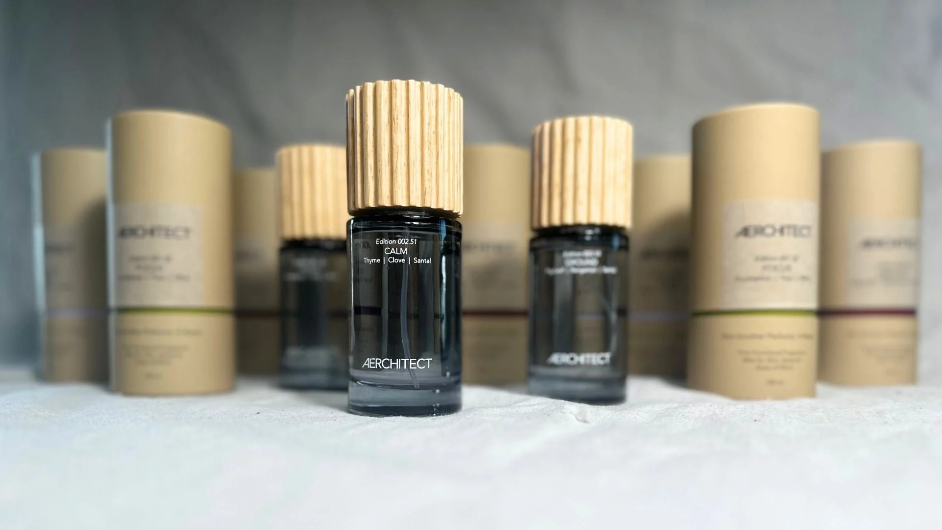 Aerchitect nervous system fragrance mists with wooden caps