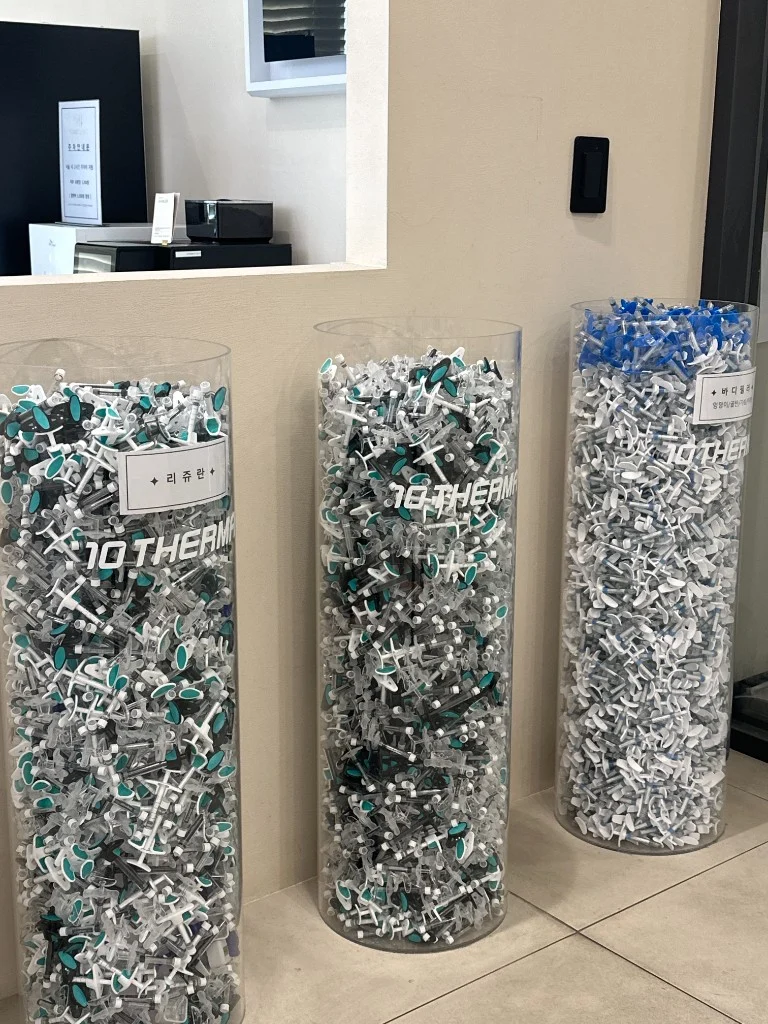 Clinical archive of used bottles and consumables collected at Tune Clinic in under three months
