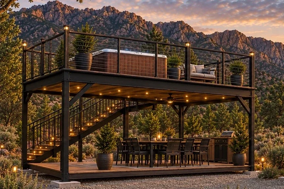 The Outpost two-story steel deck