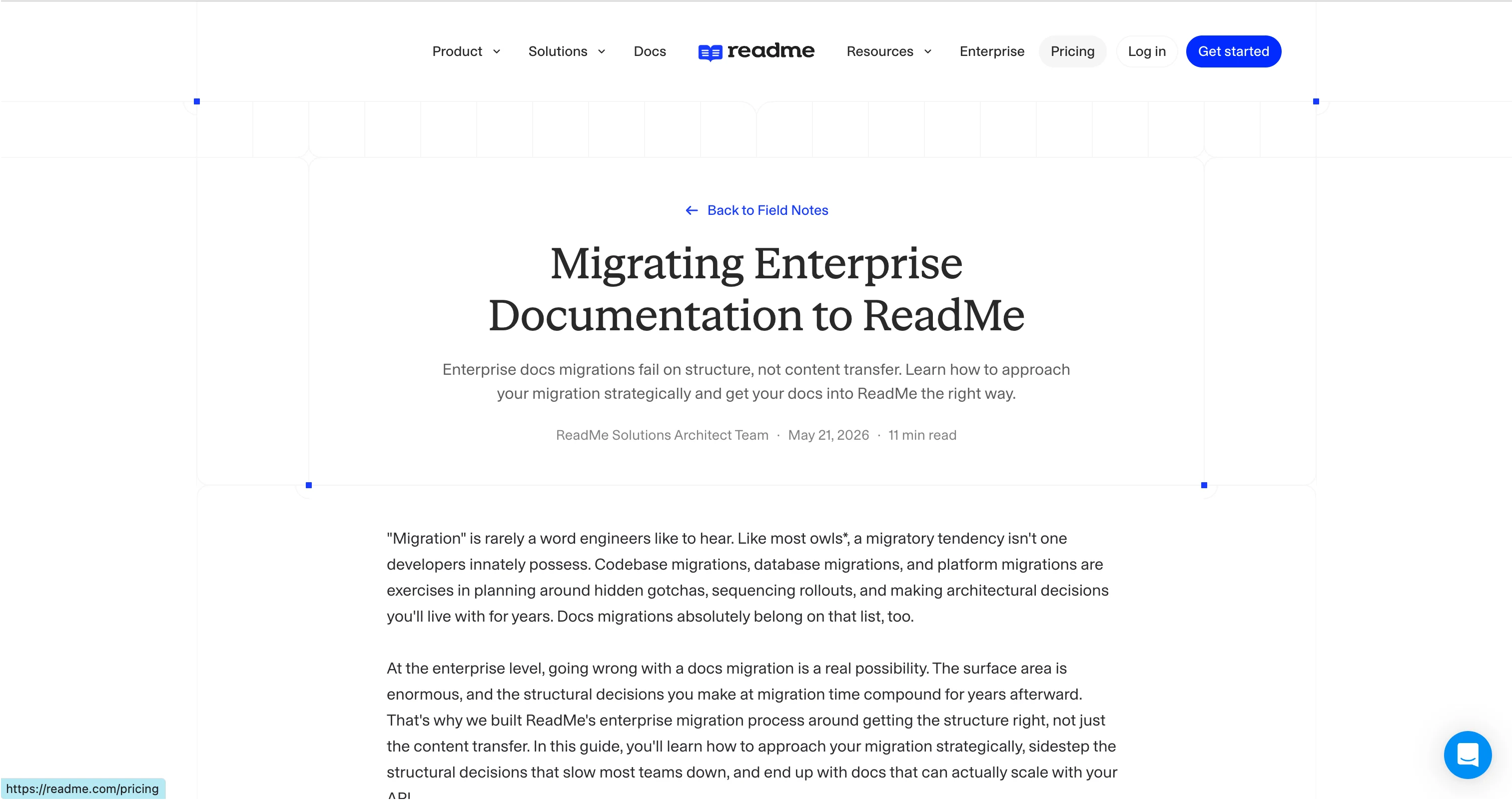 ReadMe's blog post on migrating enterprise documentation to ReadMe